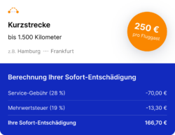 Berechnung Entschädigung Kurzstrecke