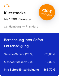 Berechnung Entschädigung Kurzstrecke