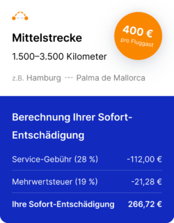 Entschädigung Mittelstrecke Berechnung