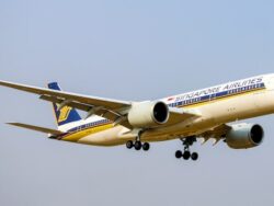 Singapore Airlines Flugzeug in der Luft
